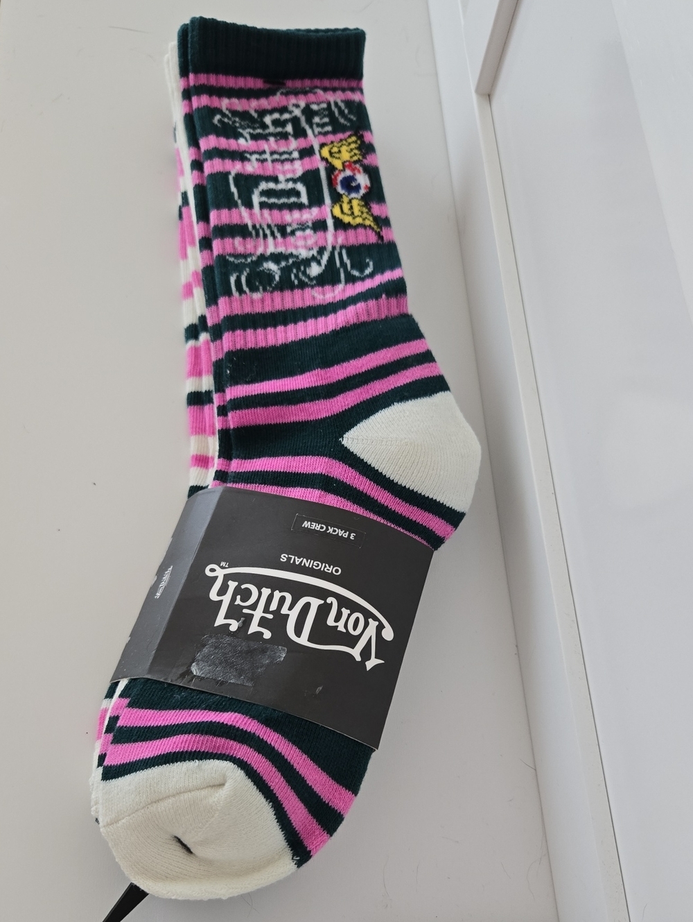 Von Dutch Women Colorful Casual Socks - Green, Pink,  3 Pairs Nwt